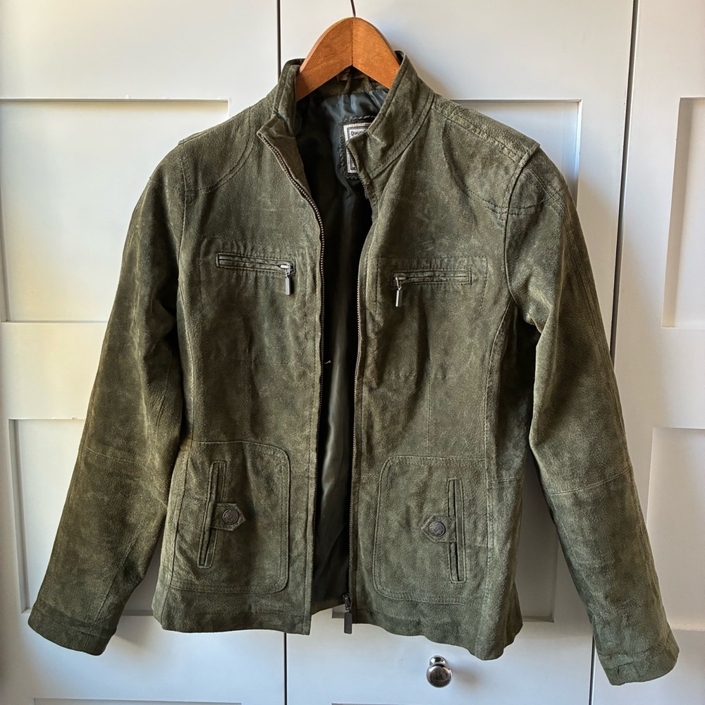 Dark Forest Green Lightweight Suede Jacket Size Small